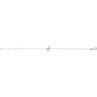 Platinum Initial D 6 1/2-7 1/2" Bracelet