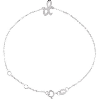 14K White Initial D 6 1/2-7 1/2" Bracelet