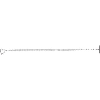 14K White Heart & Paperclip-Style Chain 6" Bracelet