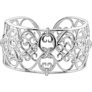Sterling Silver 1/3 CTW Natural Diamond Cuff 7 1/2" Bracelet