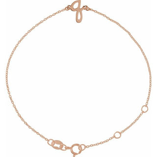 14K Rose Initial Q 6 1/2-7 1/2" Bracelet