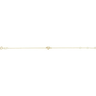 14K Yellow Initial V 6 1/2-7 1/2" Bracelet