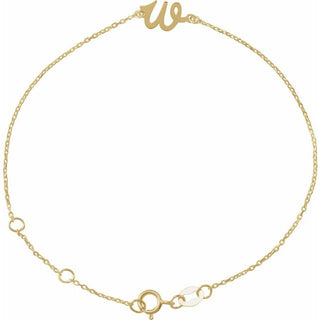 14K Yellow Initial W 6 1/2-7 1/2" Bracelet