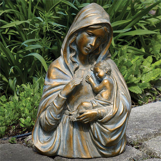 14.25-Inch Bronze Madonna & Child Statue