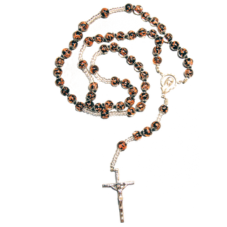 Black Swirl Genuine Murano Rosary with handknotted Sommerso Beads