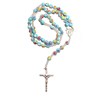 Turquoise Genuine Murano Rosary with handknotted Mosaic Beads