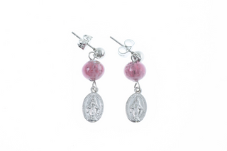 Genuine Murano Earrings with Amethyst Color Beads