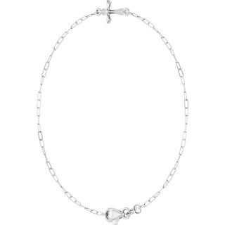 14K White Sideways Cross 7" Bracelet