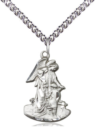 Sterling Silver Guardian Angel Medal Religious Jewelry