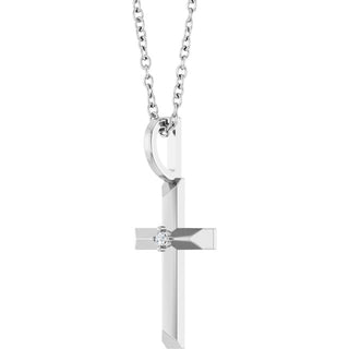 Platinum .0075 CT Natural Diamond Cross 16-18" Necklace