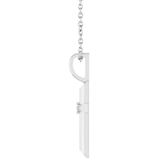 Platinum .0075 CT Natural Diamond Cross 16-18" Necklace