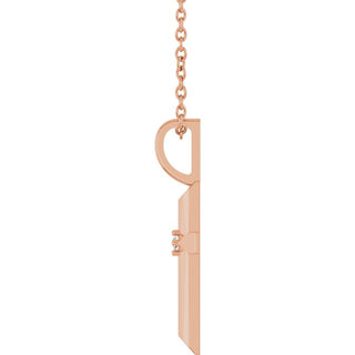 14K Rose .0075 CT Natural Diamond Cross 16-18" Necklace