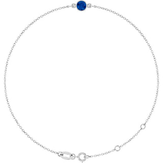 14K White Natural Blue Sapphire 6 1/2-7 1/2" Bracelet