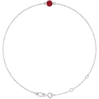 14K White Natural Ruby 6 1/2-7 1/2" Bracelet