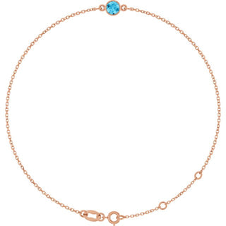 14K Rose Natural Aquamarine 6 1/2-7 1/2" Bracelet