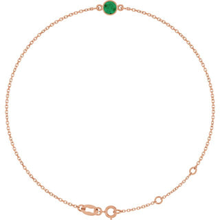 14K Rose Lab-Grown Emerald 6 1/2-7 1/2" Bracelet