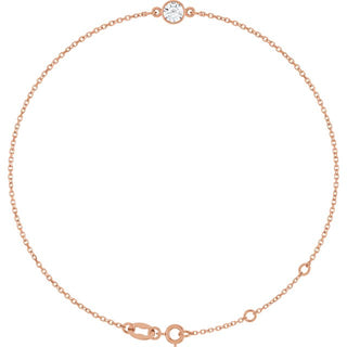14K Rose Natural White Sapphire 6 1/2-7 1/2" Bracelet