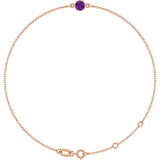 14K Rose Natural Amethyst 6 1/2-7 1/2" Bracelet