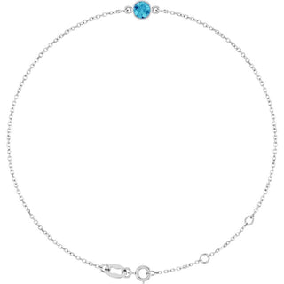 14K White Natural Blue Zircon 6 1/2-7 1/2" Bracelet
