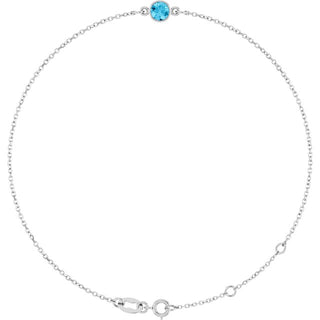 14K White Natural Aquamarine 6 1/2-7 1/2" Bracelet