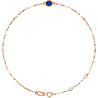 14K Rose Natural Blue Sapphire 6 1/2-7 1/2" Bracelet