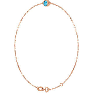 14K Rose Natural Aquamarine 6 1/2-7 1/2" Bracelet