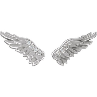 14K White .02 CTW Natural Diamond Angel Wing Earrings