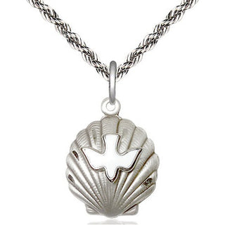 Sterling Silver Shell / Holy Spirit Medal Religious Jewelry