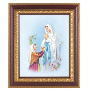 Our Lady Lourdes In Cherry Frame 10.25X12.25" 8X10 Print