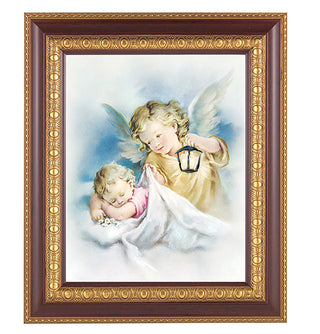 Guardian Angel With Lantern In Cherry Frame 10.25X12.25" 8X10Prt