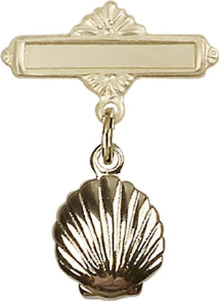 14kt Gold Polished Badge Pin Shell Baby Badge