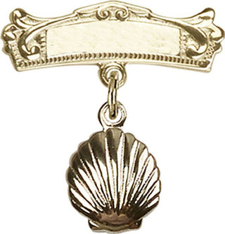 14kt Gold Badge Pin Shell Baby Badge