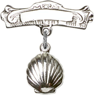 Sterling Silver Badge Pin Shell Baby Badge