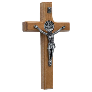 Light Wood Crucifix with Onyx Corpus