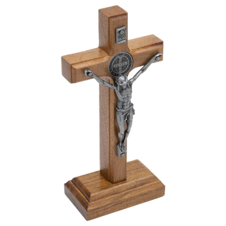 Light Wood Crucifix with Onyx Corpus with Base