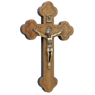 Small Ornate Wood Crucifix with Antique Gold Corpus