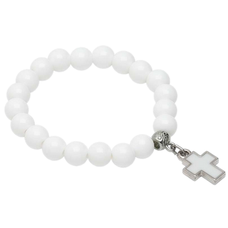 6-pack - White Girls Cross Bracelet