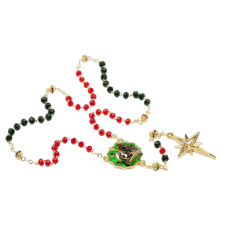 Red and Green Glass Christmas Rosary