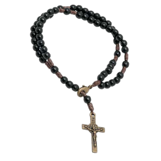 4-pack - Black Camp Rosary Bracelet