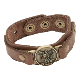 Men's Brown St. Michael Leather Bracelet
