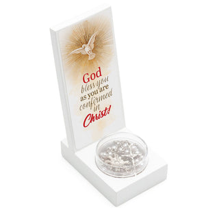 Confirmation White Wood Keepsake with Red Rosary