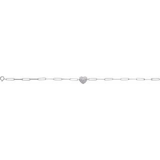 14K White 1/3 CTW Natural Diamond Heart & Paperclip-Style 7" Bracelet