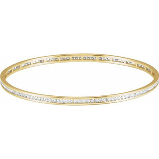 14K Yellow  2 1/4 CTW Natural Diamond Stackable Bangle 8" Bracelet