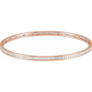 14K Rose 2 1/4 CTW Natural Diamond Stackable Bangle 8" Bracelet