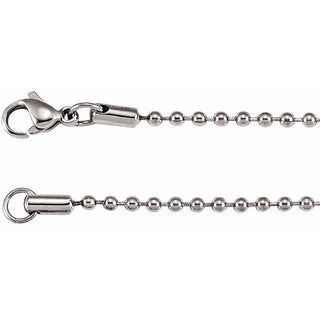 Stainless Steel 2.4 mm Hollow Bead 18" Chain
