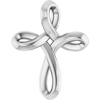 14K White Freeform Cross Pendant