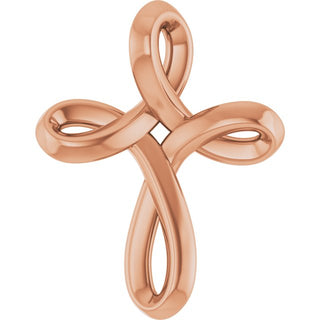 14K Rose Freeform Cross Pendant