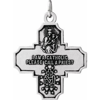 Sterling Silver 18x18 mm Four-Way Cross Medal  
