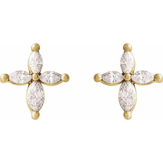 14K Yellow 1/3 CTW Natural Diamond Cross Earrings 
