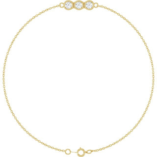 14K Yellow 1/4 CTW Lab-Grown Diamond Three-Stone Line  7" Bracelet 